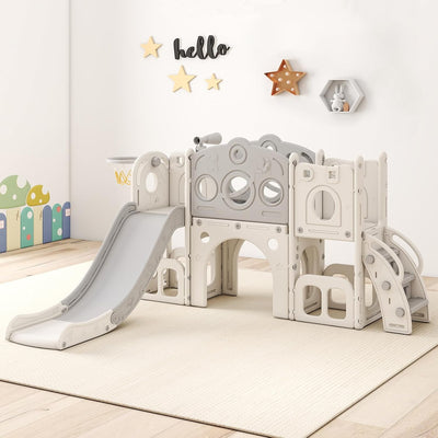 Set toboganes 8en1 para niños con aro baloncesto