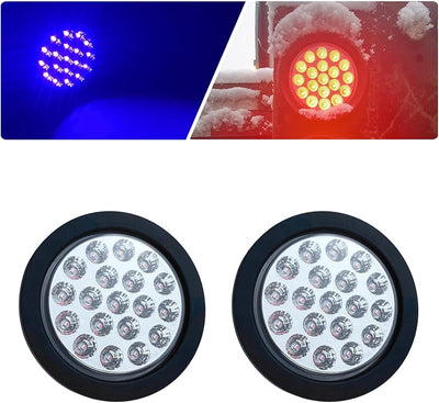 Luces traseras LED 4pulg rojas y azules para camión RV