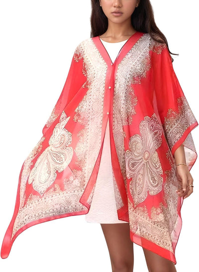 Chal seda hielo floral mujer UV bloqueo ligero playa