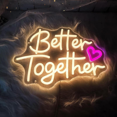 Letrero neón LED texto Better Togethers luz blanca