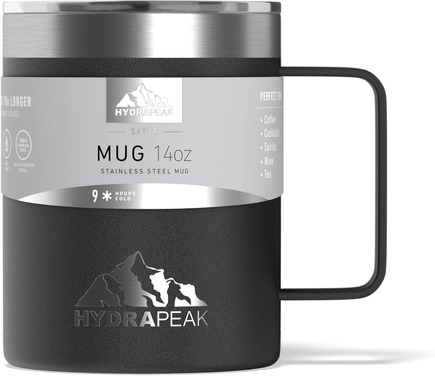 Taza viaje acero inox doble aislamiento asa integrada 354ml Negro