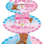 Decoraciones revelación botas lazos 3 niveles baby shower