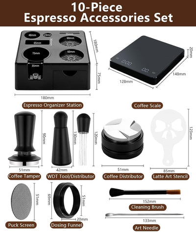 Kit 10 Accesorios Espresso 2.008pulg con Estación Apisonamiento