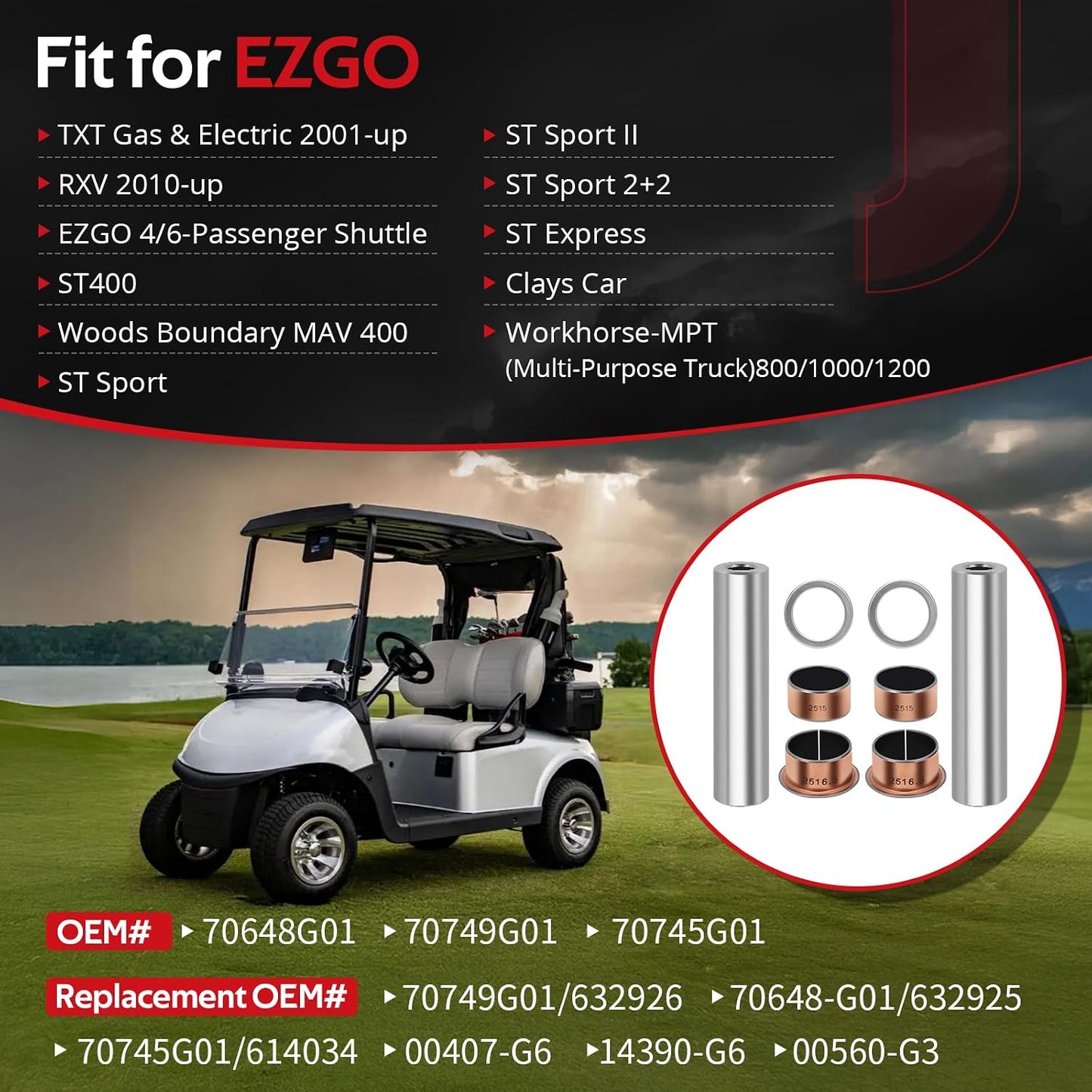 Kit bujes tubo pasador King para Ezgo TXT 2001+ RXV 2010+