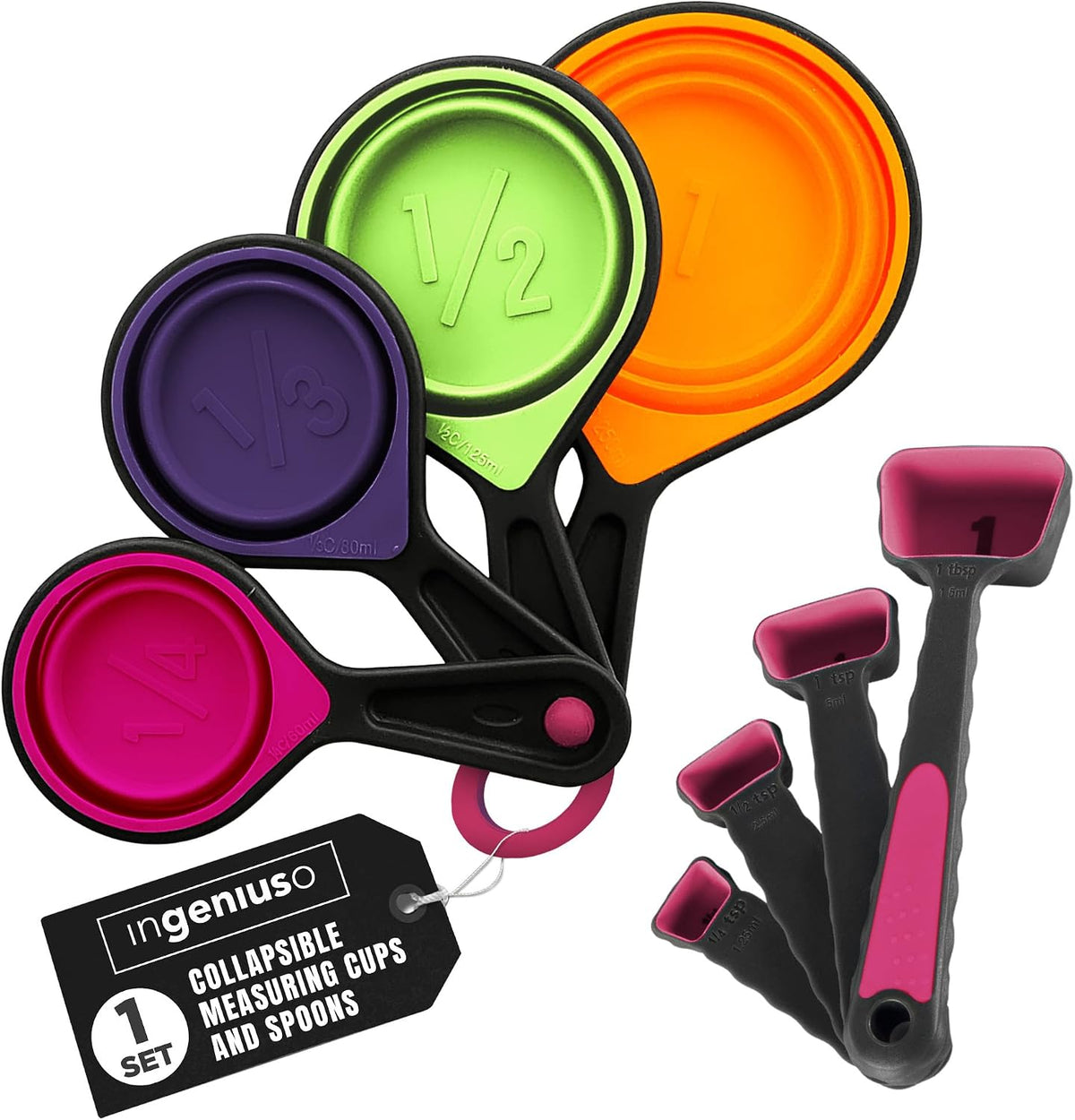 Tazas medidoras silicona plegables para cocina