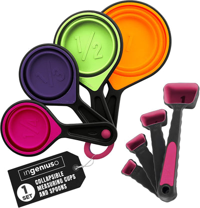 Tazas medidoras silicona plegables para cocina