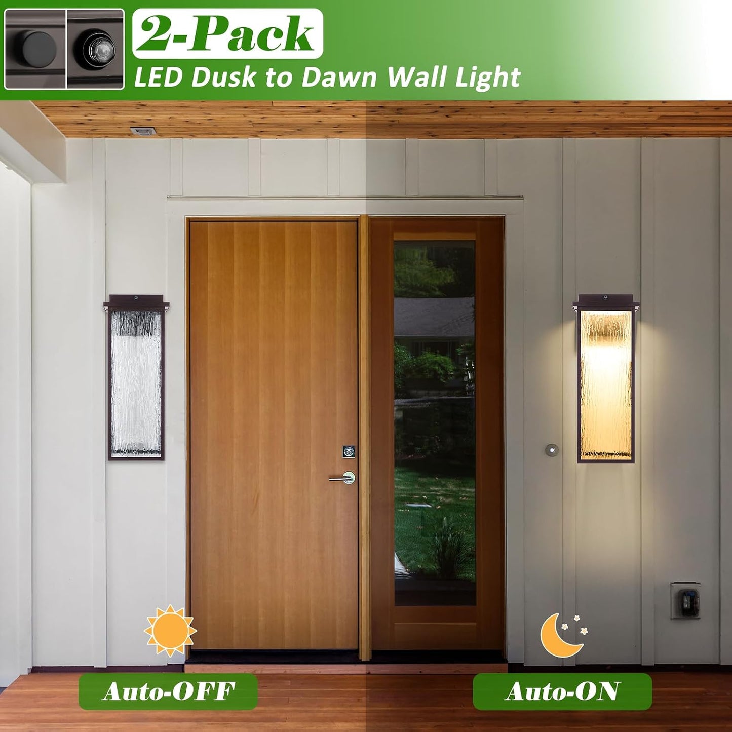 2 Luces LED Exterior 20pulg Bronce Frotado Modernas