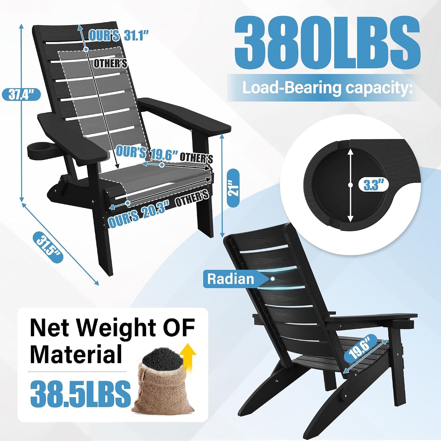 Sillas Adirondack plegables plástico resistente para
