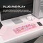 Teclado USB oficina 104 teclas con numérico soporte plegable rosa