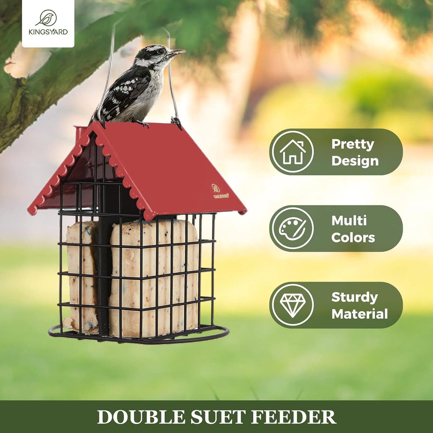 Comedero doble sebo pájaros metal resistente colgar