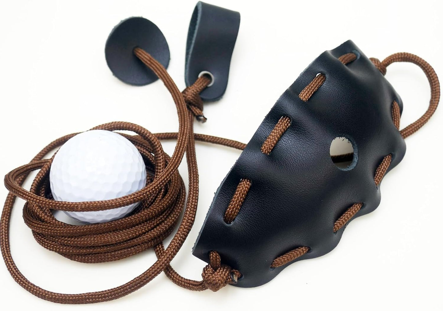 Bolsa cuero hecha a mano estilo antiguo con honda