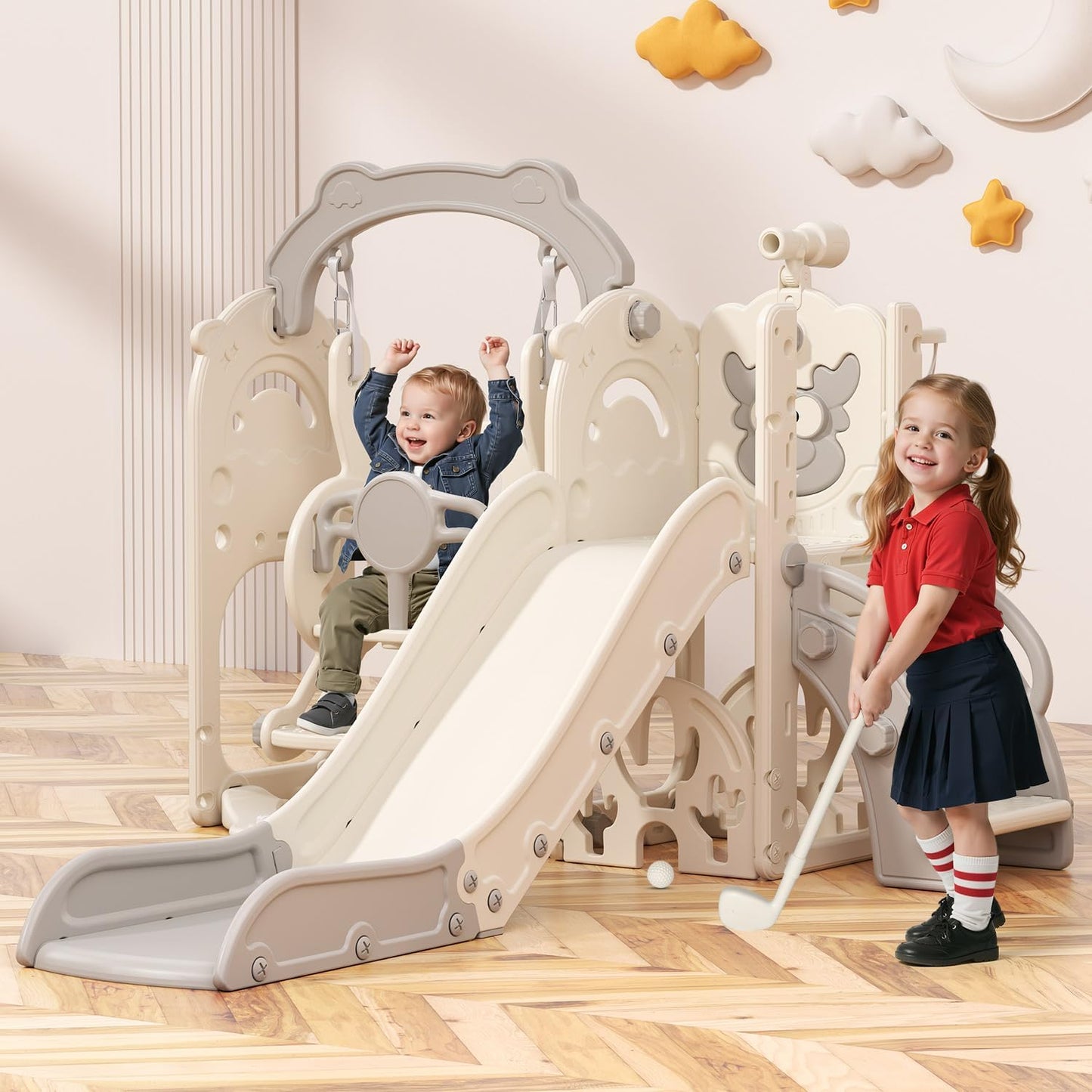 Set tobogán y columpio 7en1 para niños 1 año color
