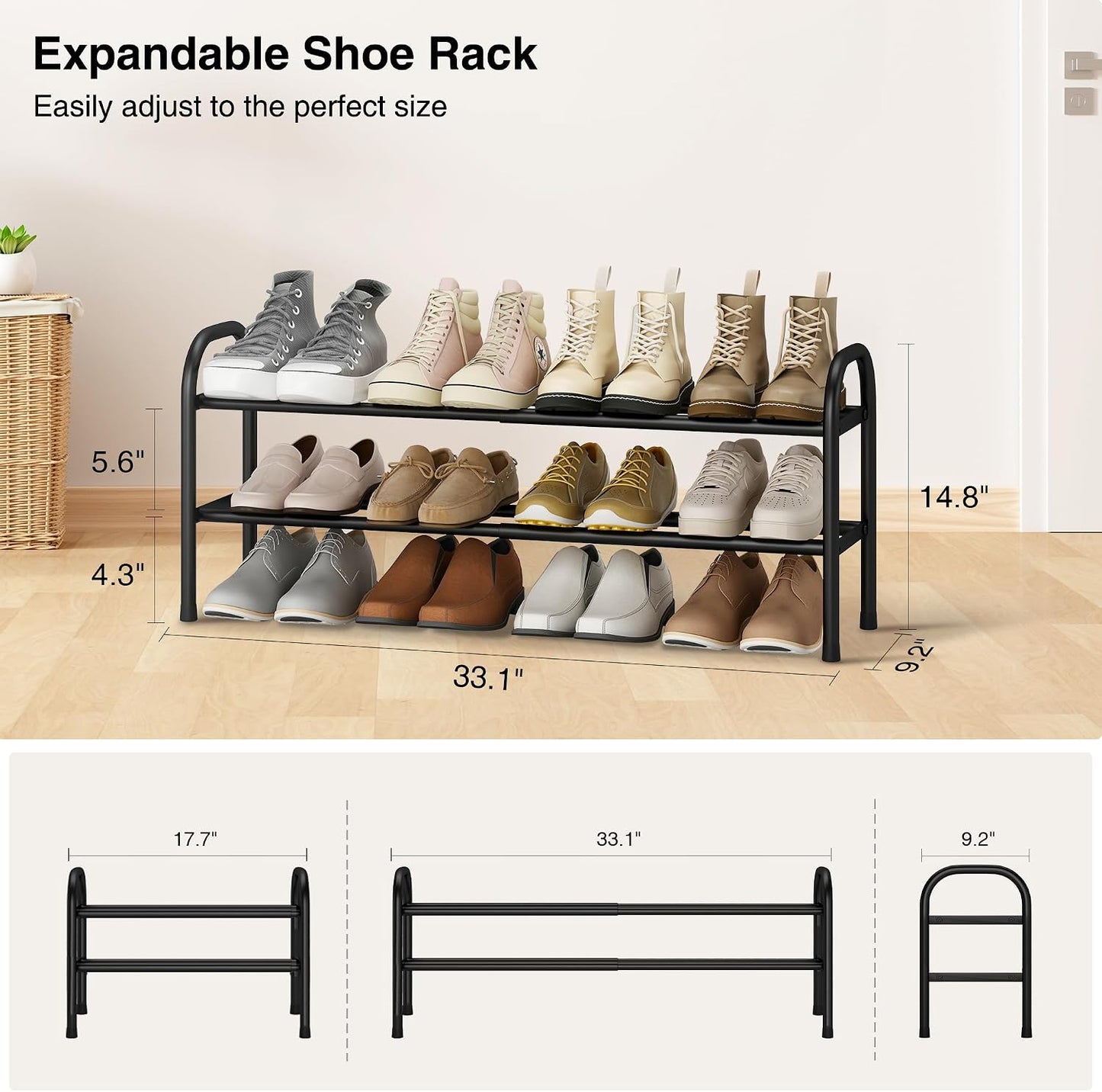 Zapatero metal 2 niveles ajustable para entrada