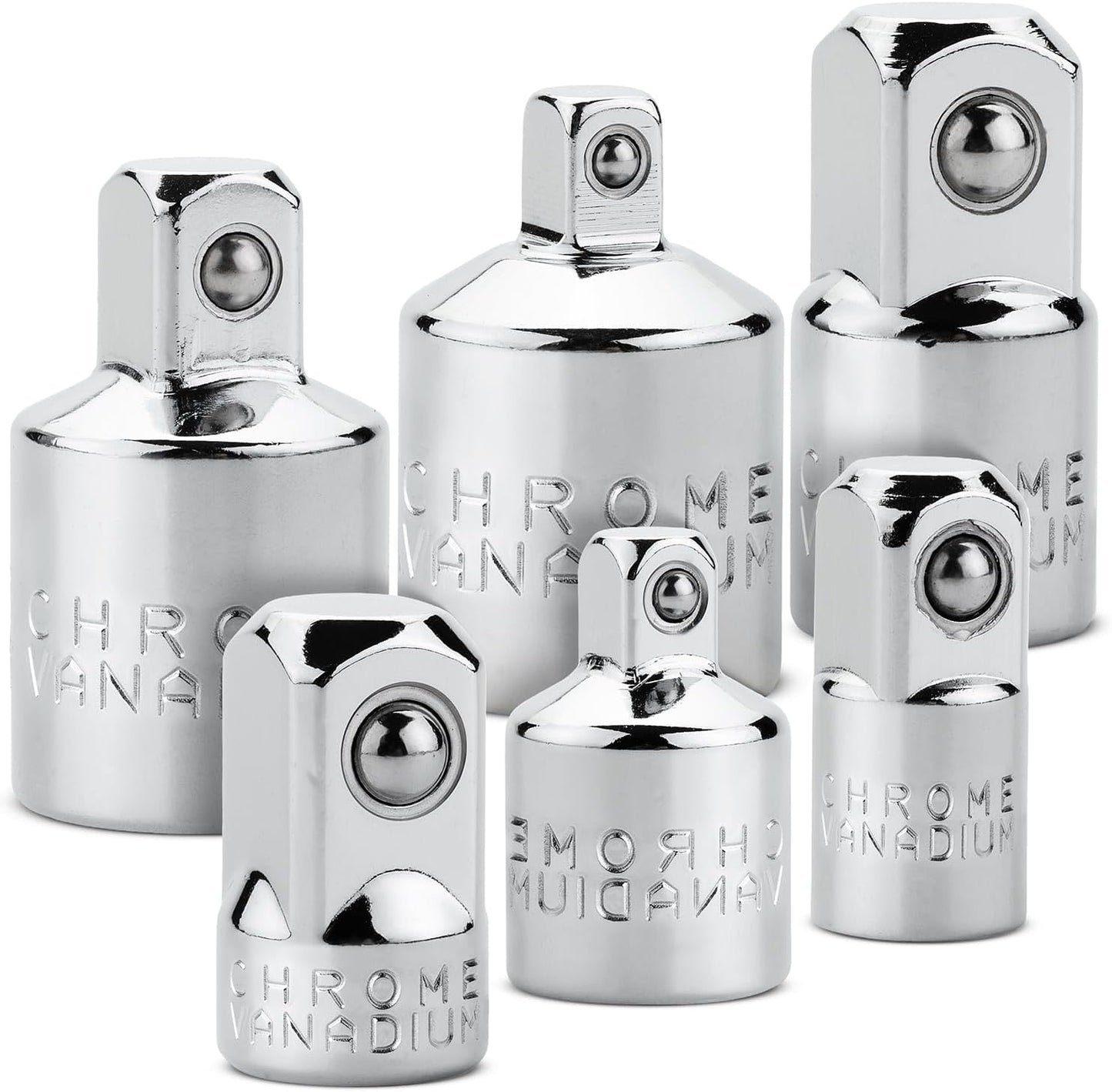 Set 6 Pzas Adaptador Enchufe Impacto Bates Plata 1/4 3/8 1/2