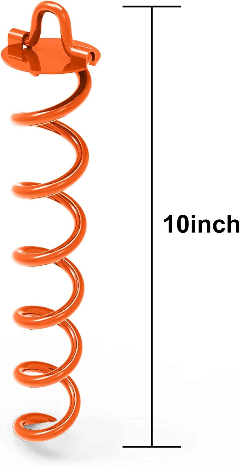 Anclaje suelo espiral 10" correas naranja para tienda