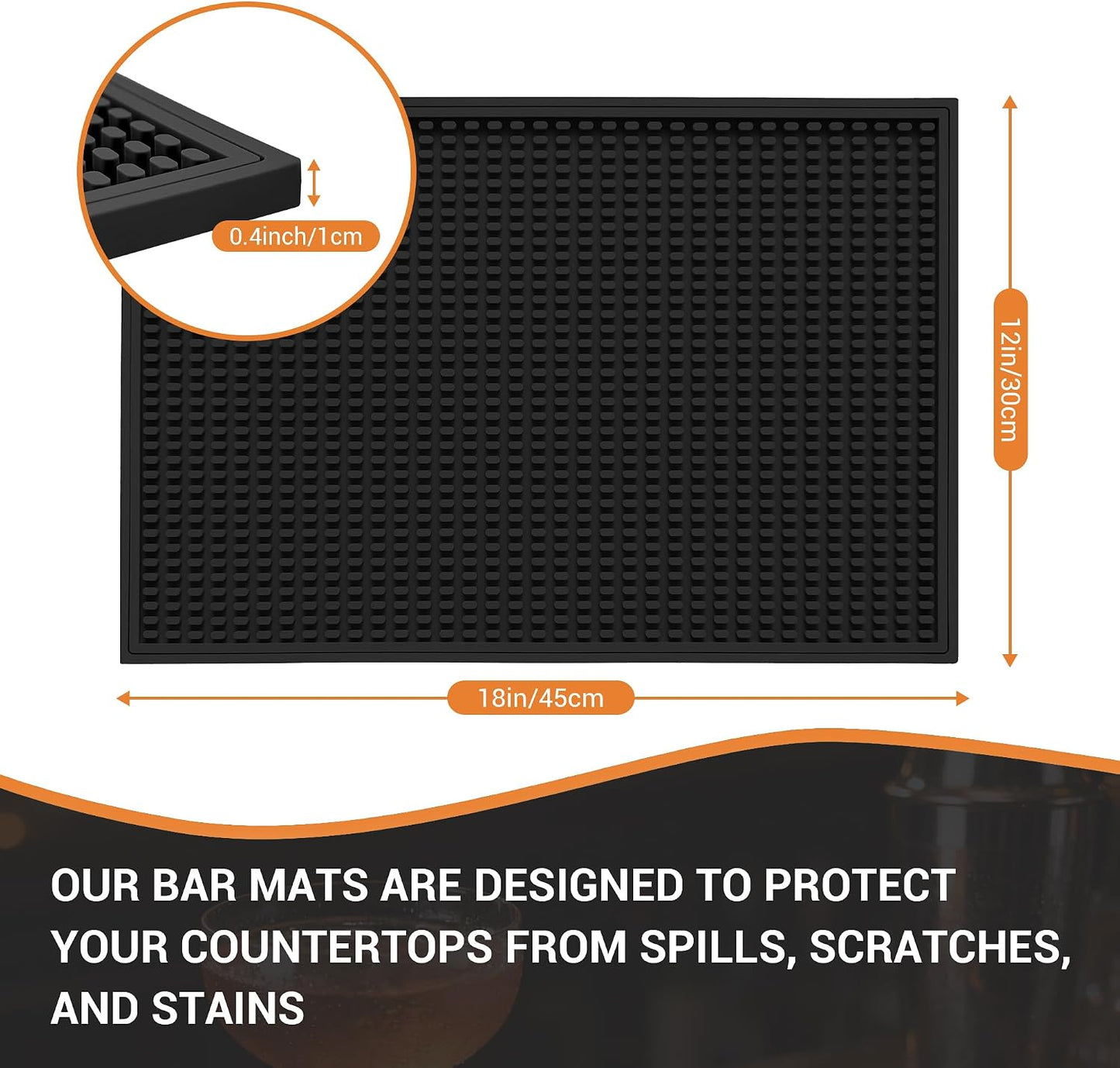 Tapete antiderrap goma 18x12pulg texturizado