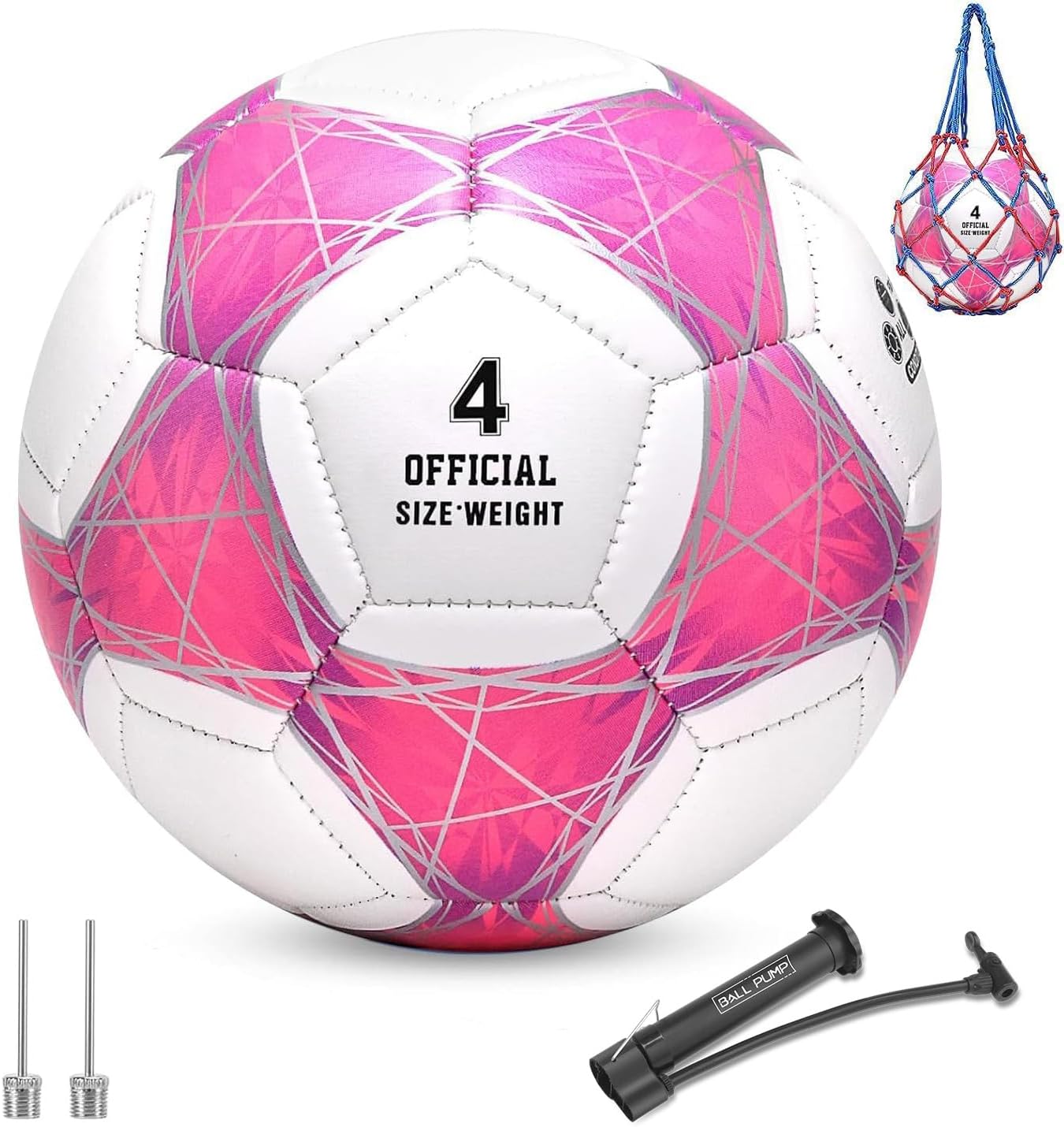 Balón fútbol tamaño 3/4/5 color verde azulado/azul/rosa para niños