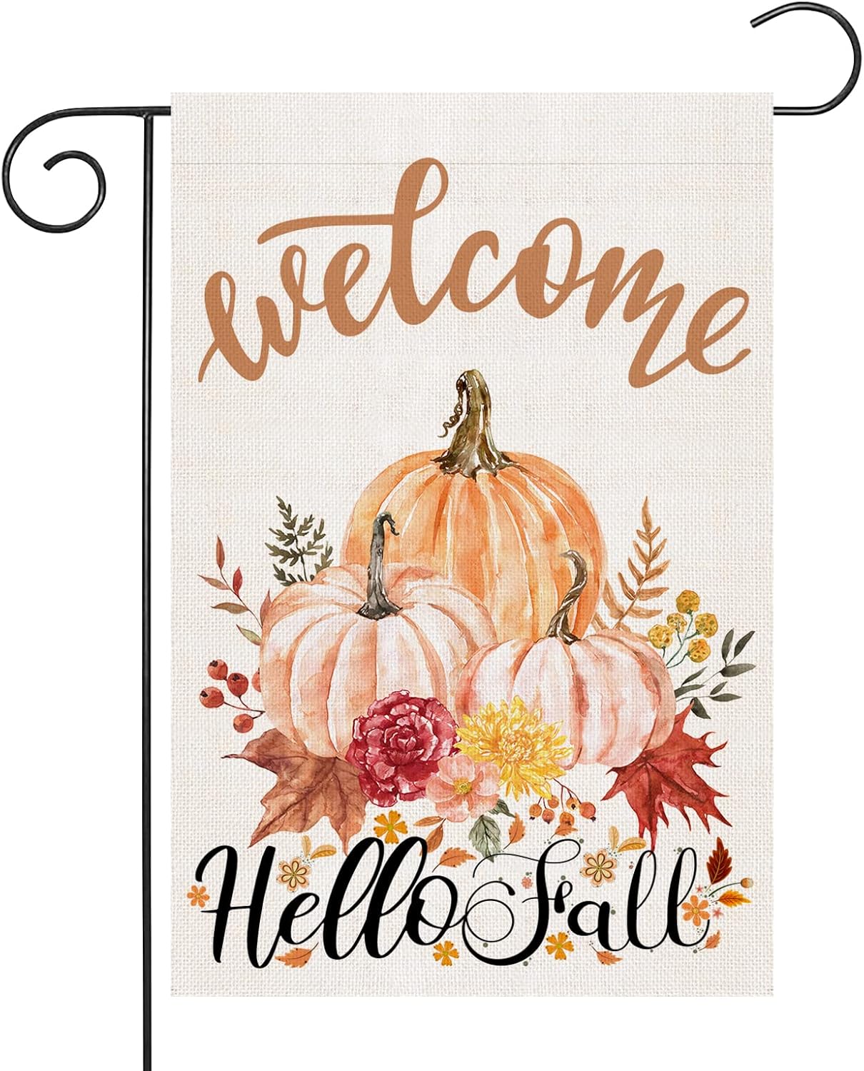 Bandera jardín doble cara 12x18pulg Hello Fall