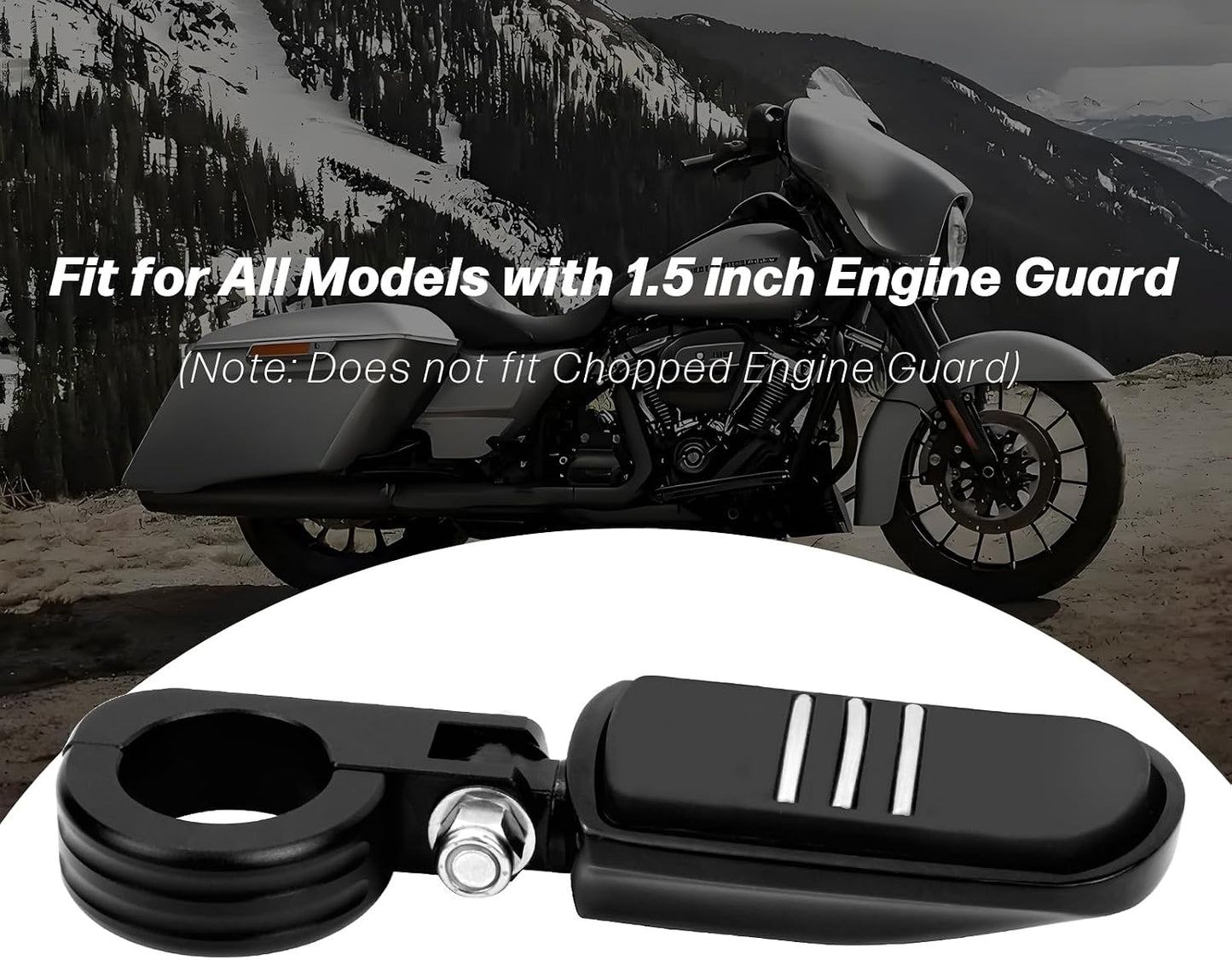 Estriberas ajustables 1.5" para Harley Yamaha con protector