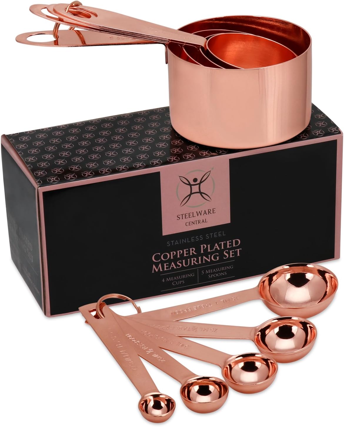 Set 9 Copas y Cucharas Medidoras Acero Inox