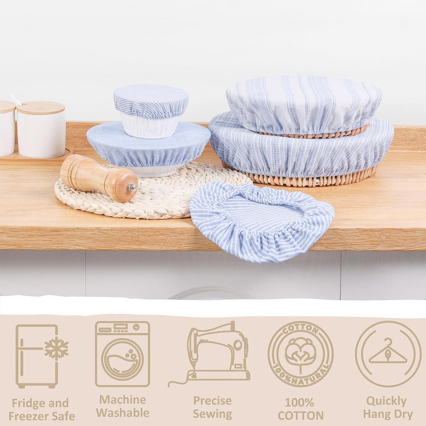 Cubiertas reutilizables para tazones de pan y alimentos