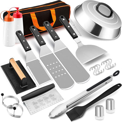 Set 16 accesorios parrilla acero inox espátula ampliada