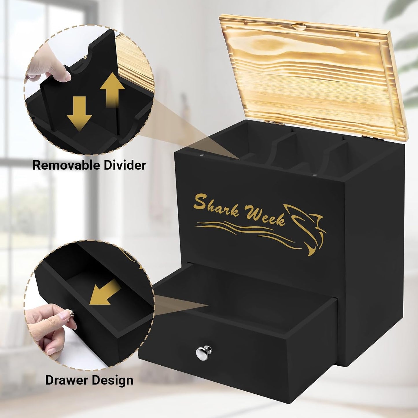Soporte tampones baño con tapa y almohadilla cajón