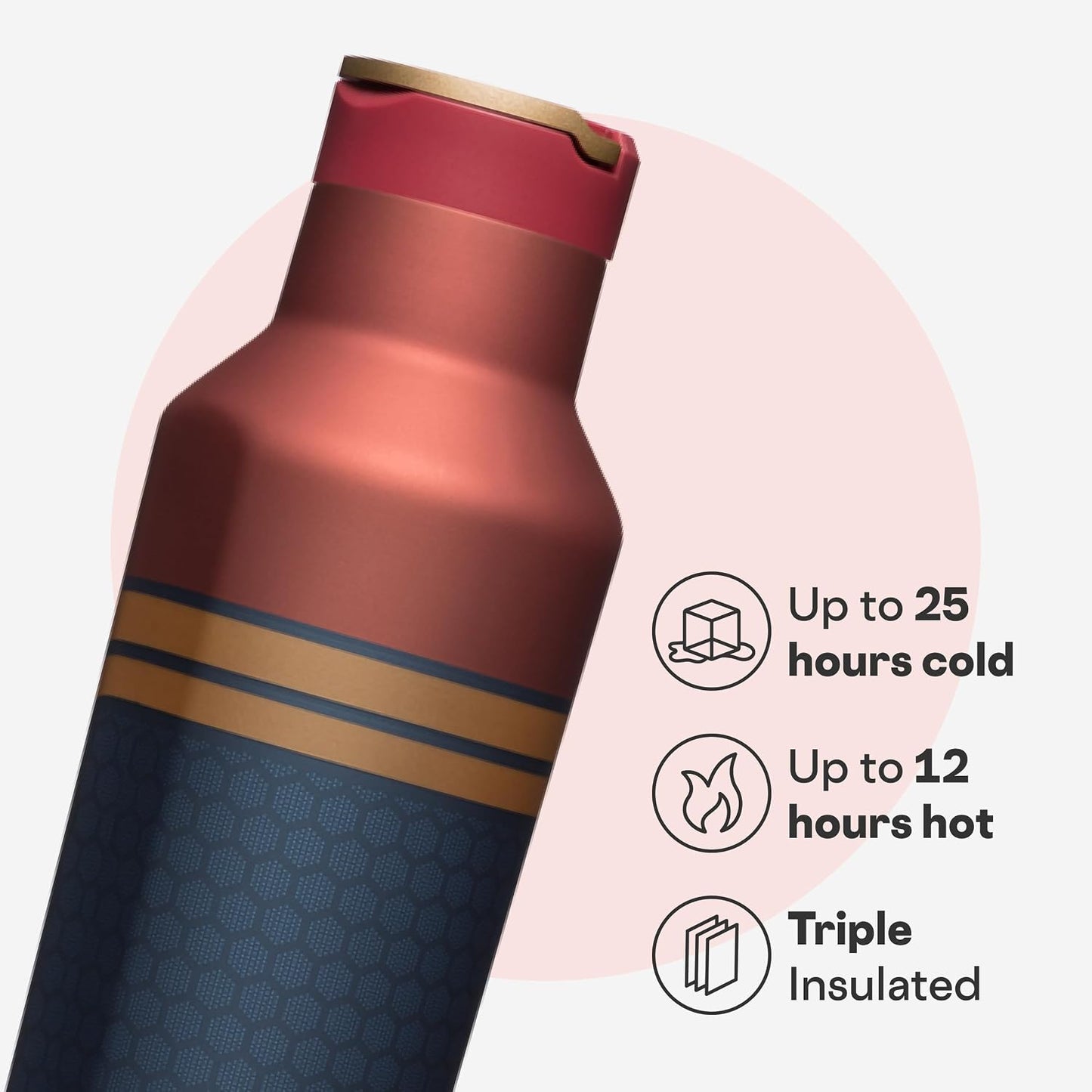 Botella agua acero inox triple aislamiento popote plegable