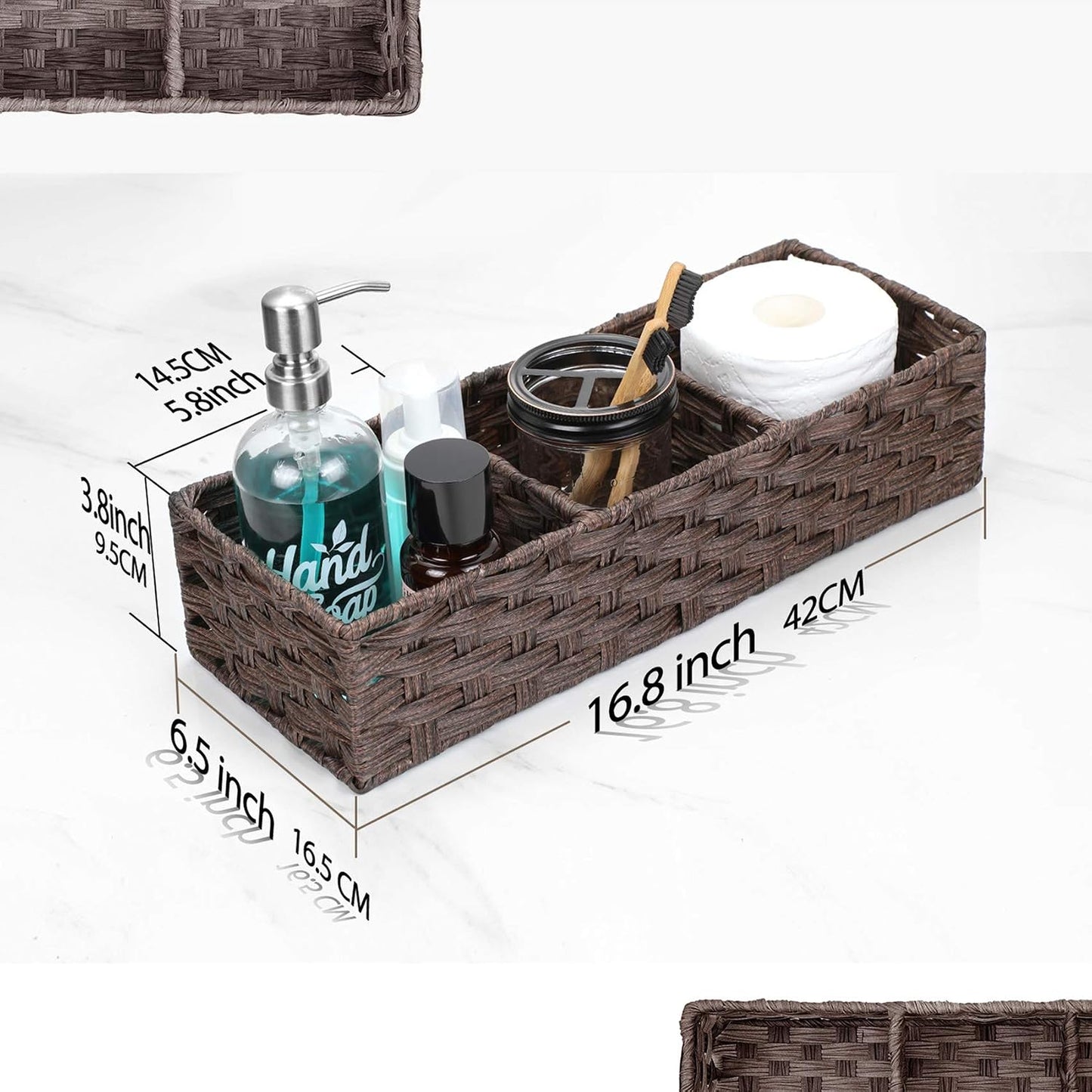 Cesta mimbre plástico baño con divisor organizar