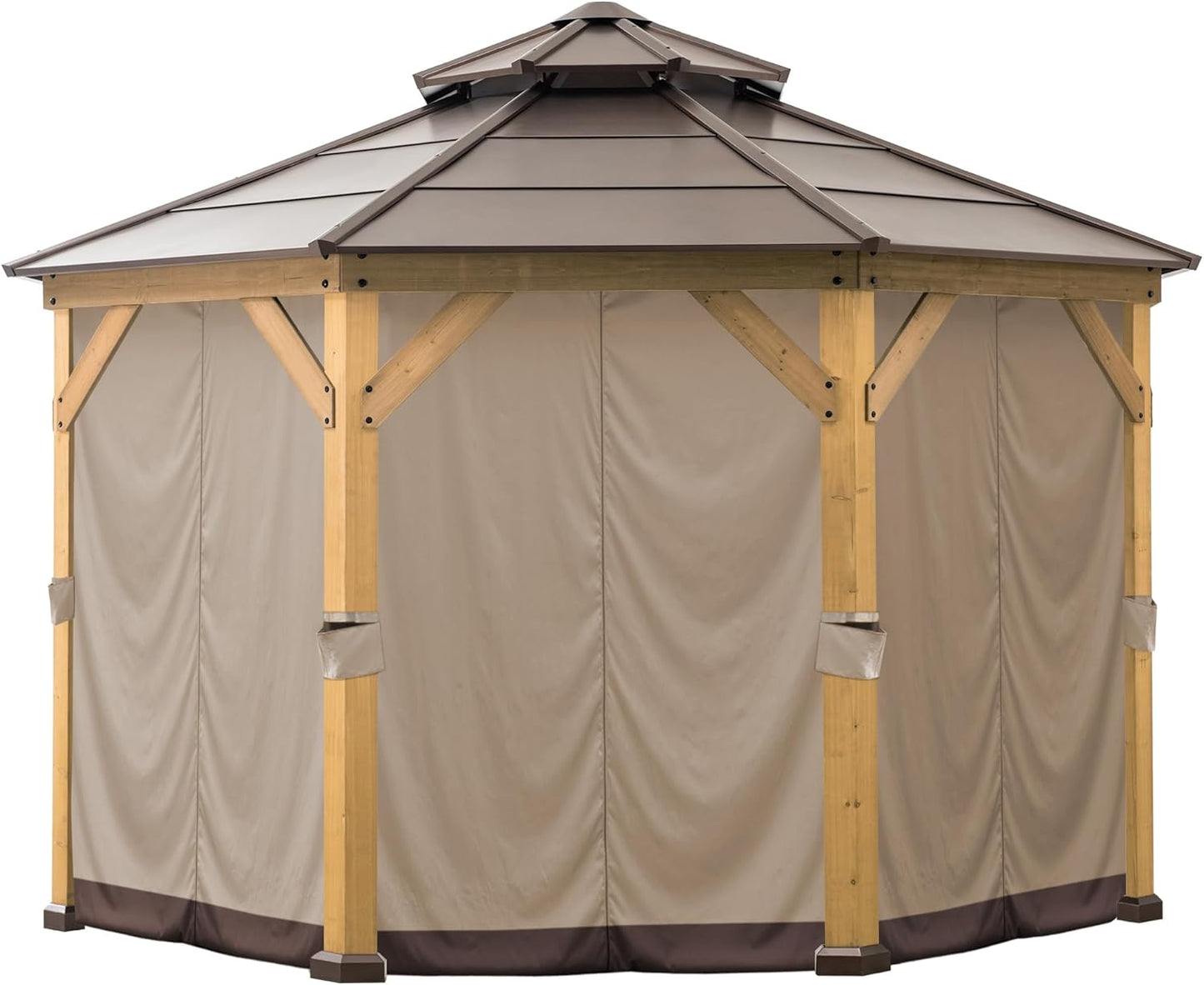 Cortina poliéster 8 paneles cenador 13x13ft marrón