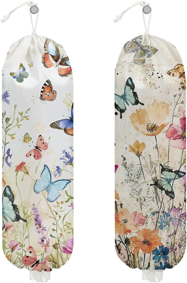 2 Soportes bolsas plástico reutilizables diseño mariposas