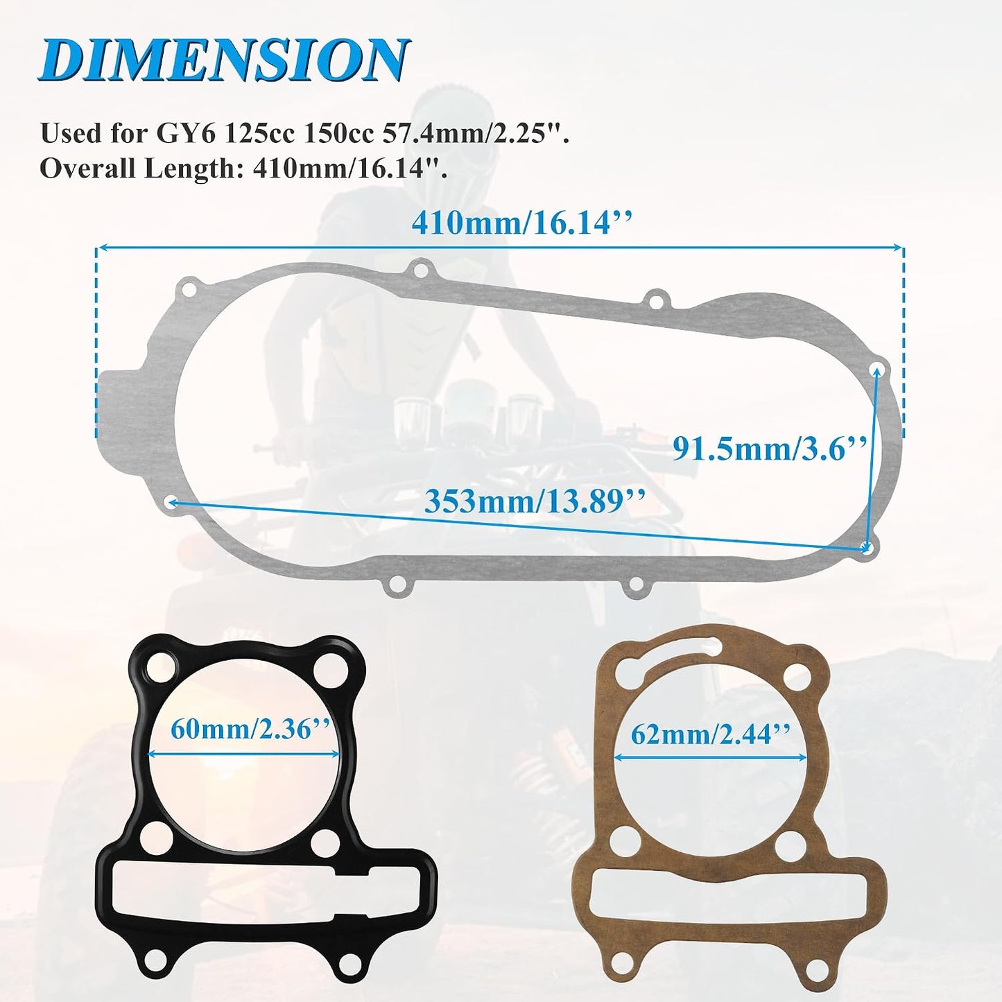 Set juntas motor caja corta 57.4mm GY6 125cc