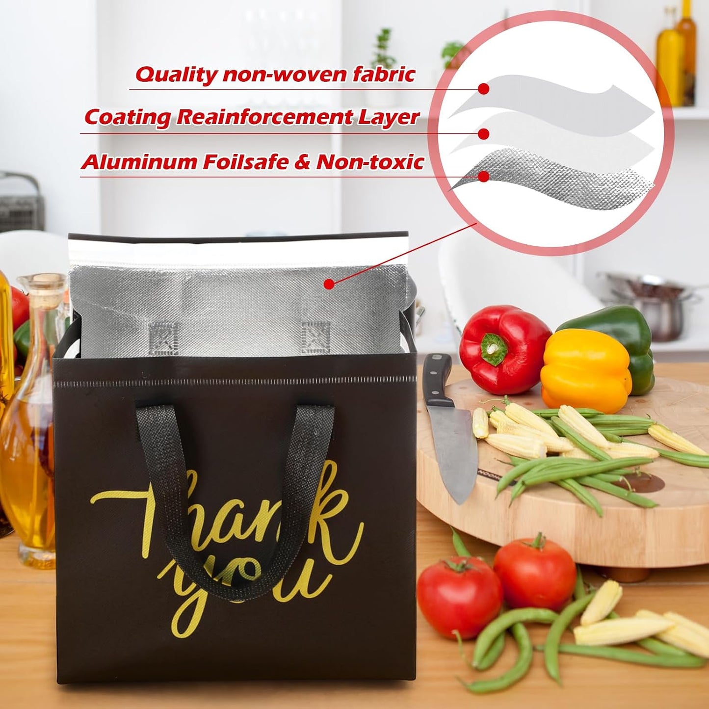 80 Pzas Bolsas Aisladas para Alimentos 24x24x15cm