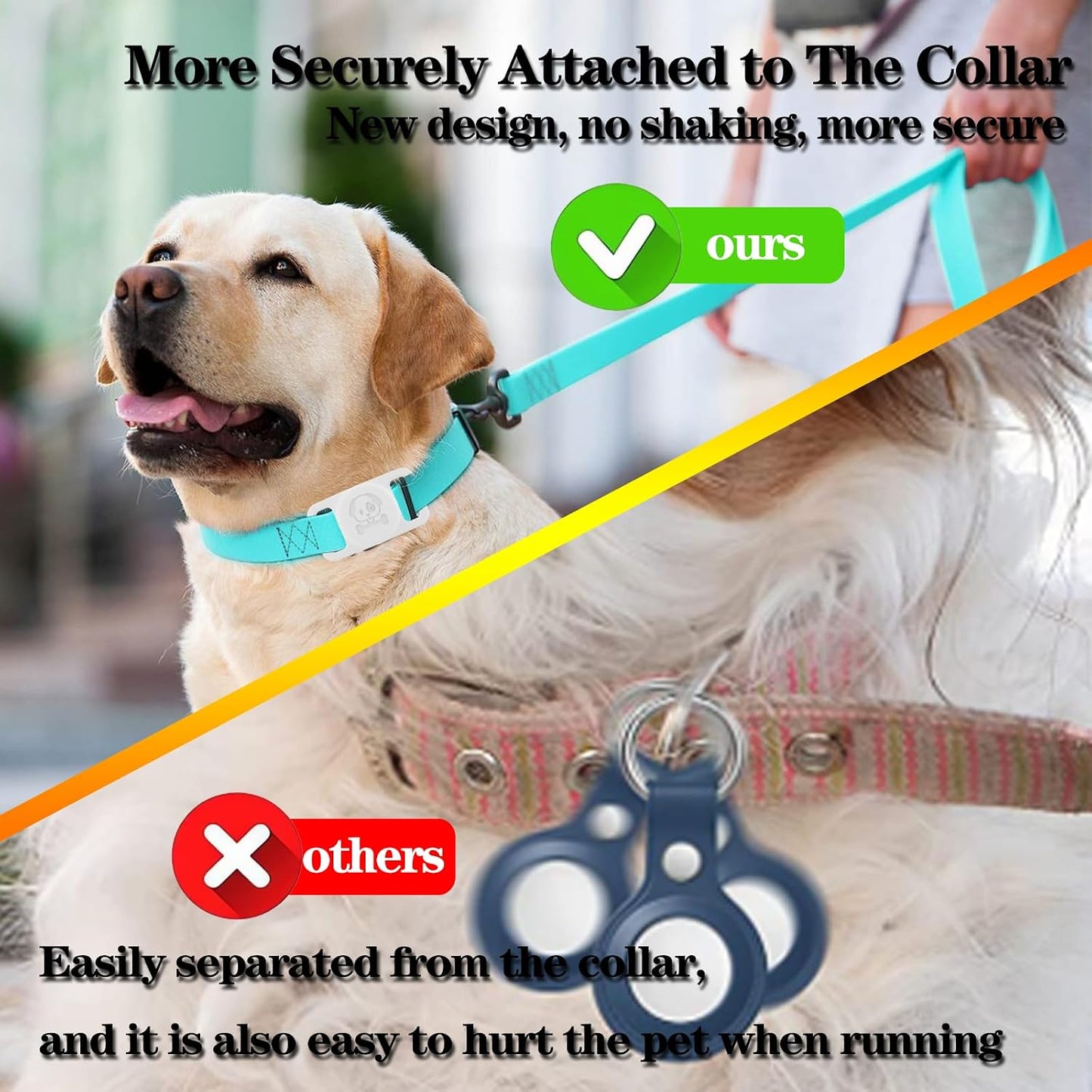 4 Soportes Airtag para Collar Perro Silicona Cian Blanco