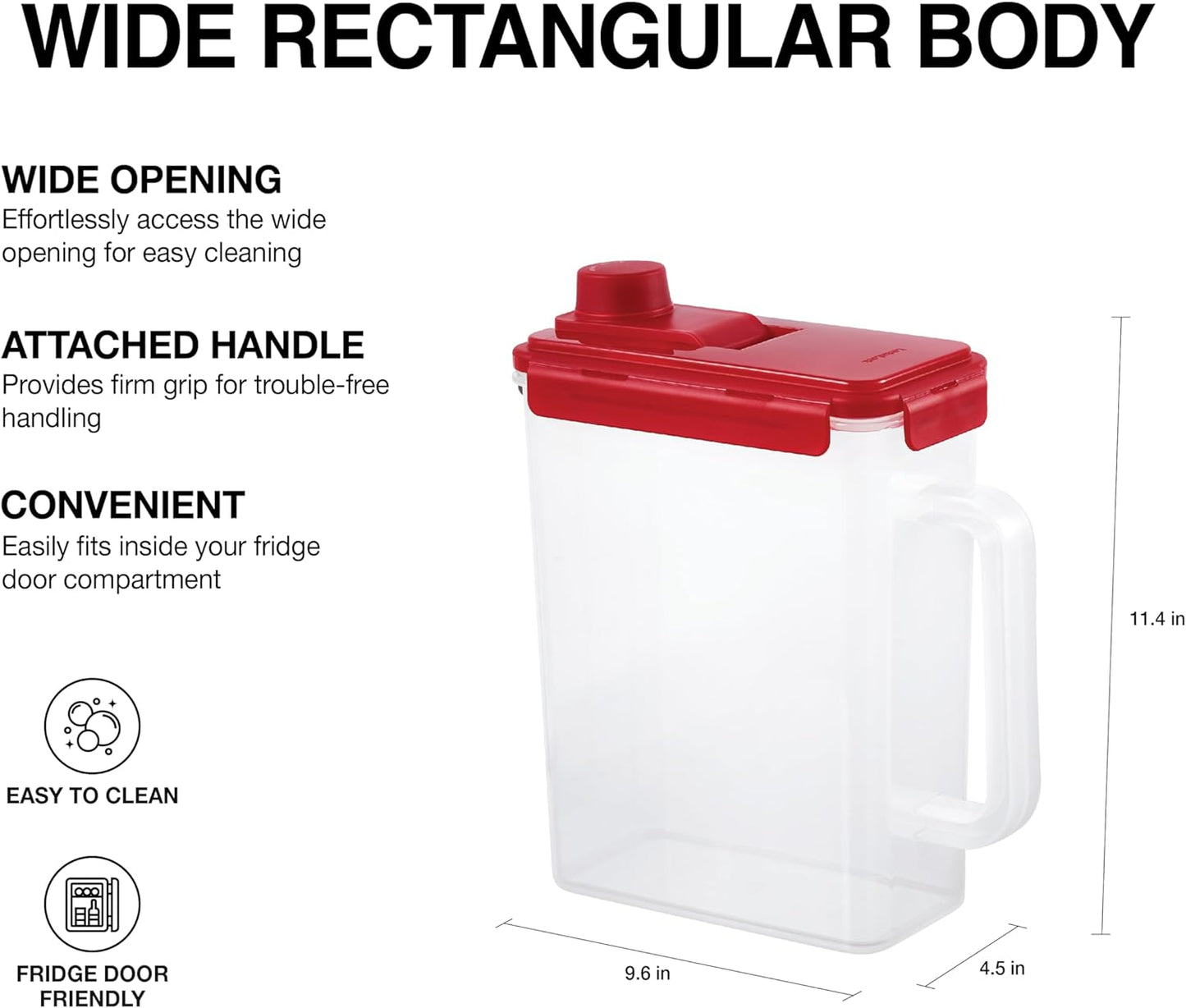 Jarra plástico sin BPA con asa 1gal rojo set 2