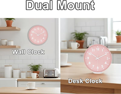 Reloj pared cuarzo 12pulg esfera redonda brillante sin tictac