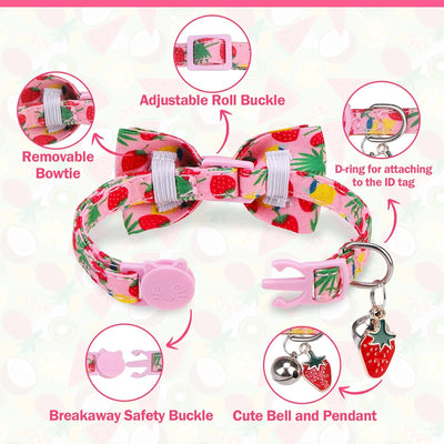 Collar gato pajarita campana ajustable con moño extraíble