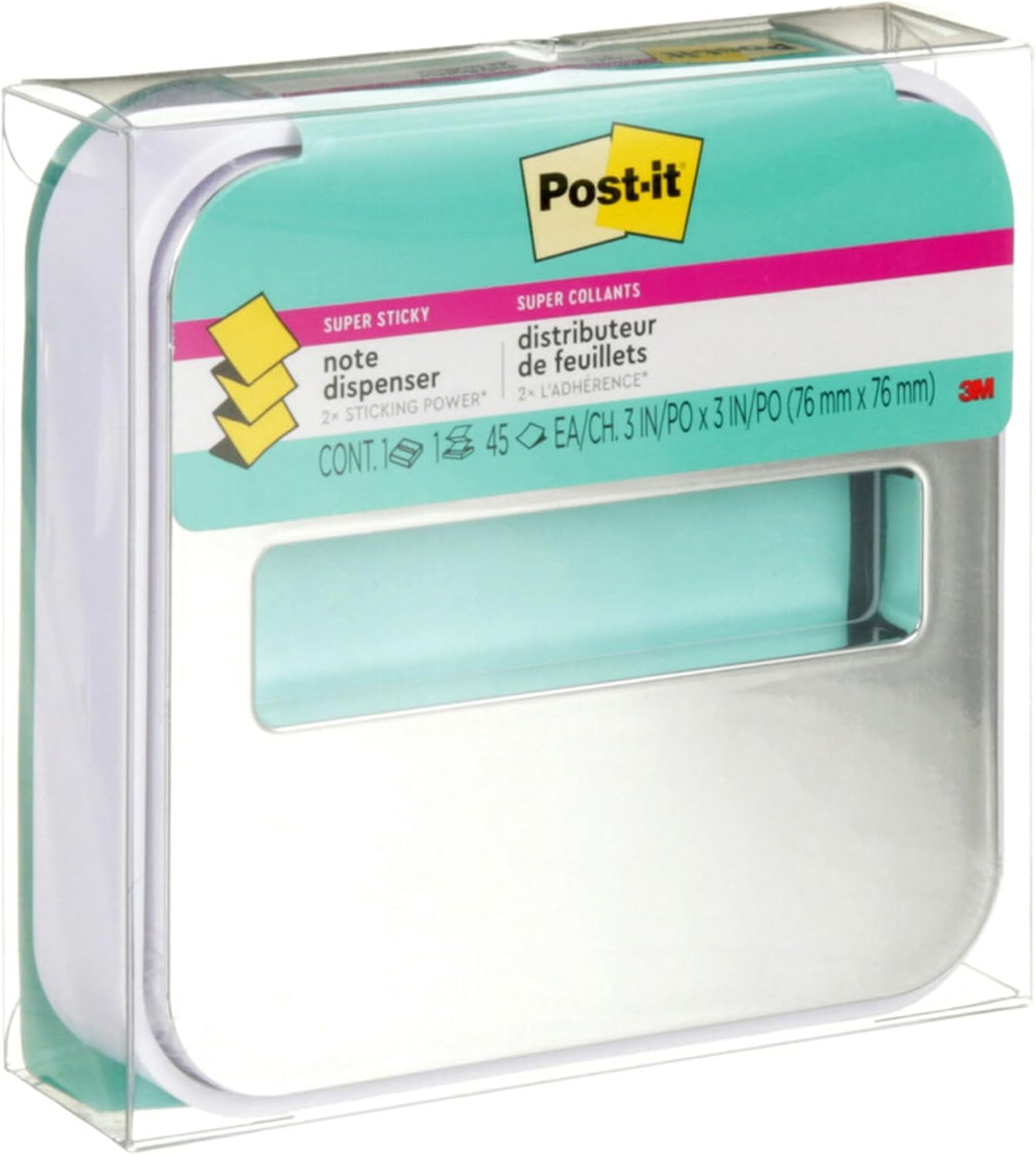 Dispensador notas Post-it 3x3" base blanca acero