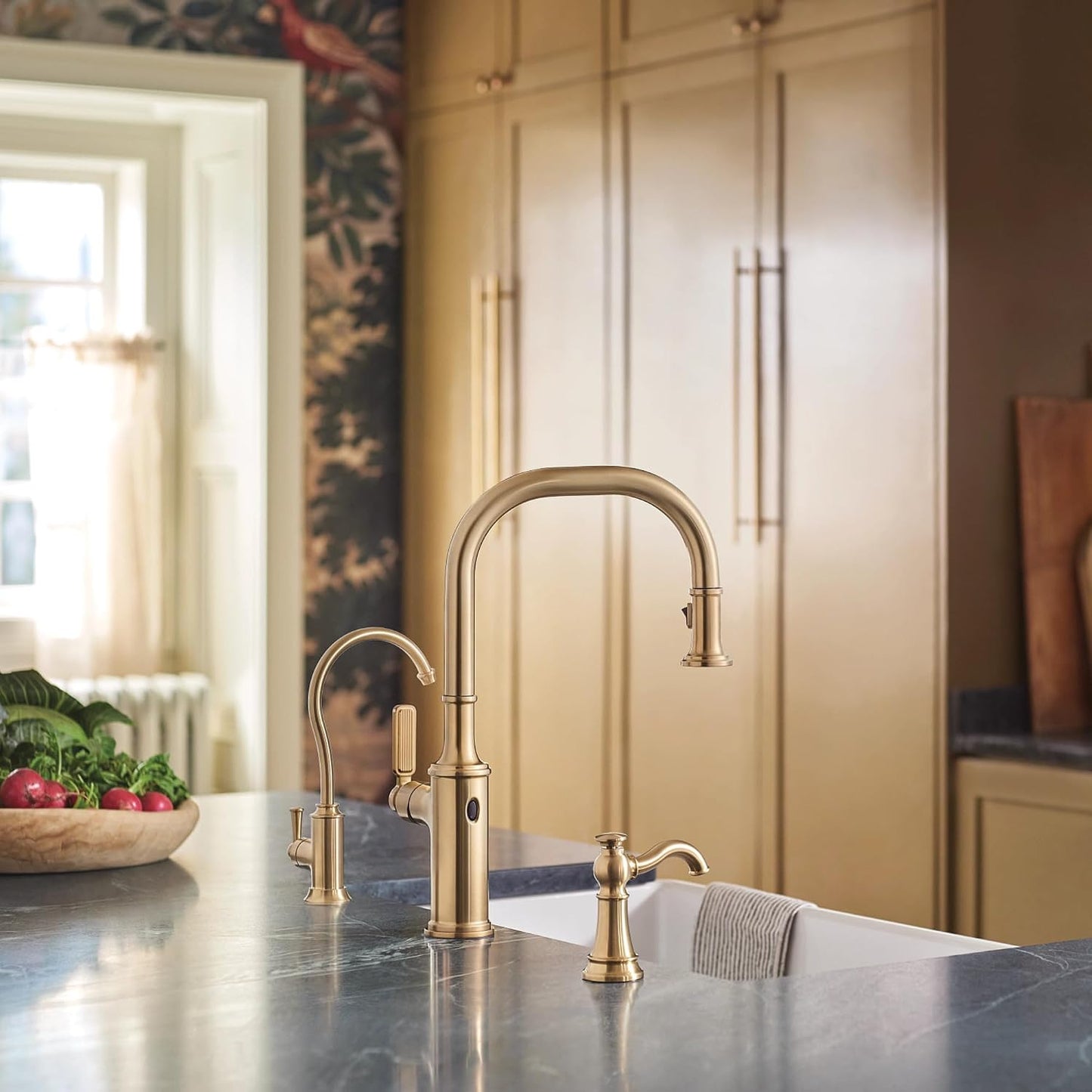 Grifo bebidas cocina agua fría sistema filtración dorado