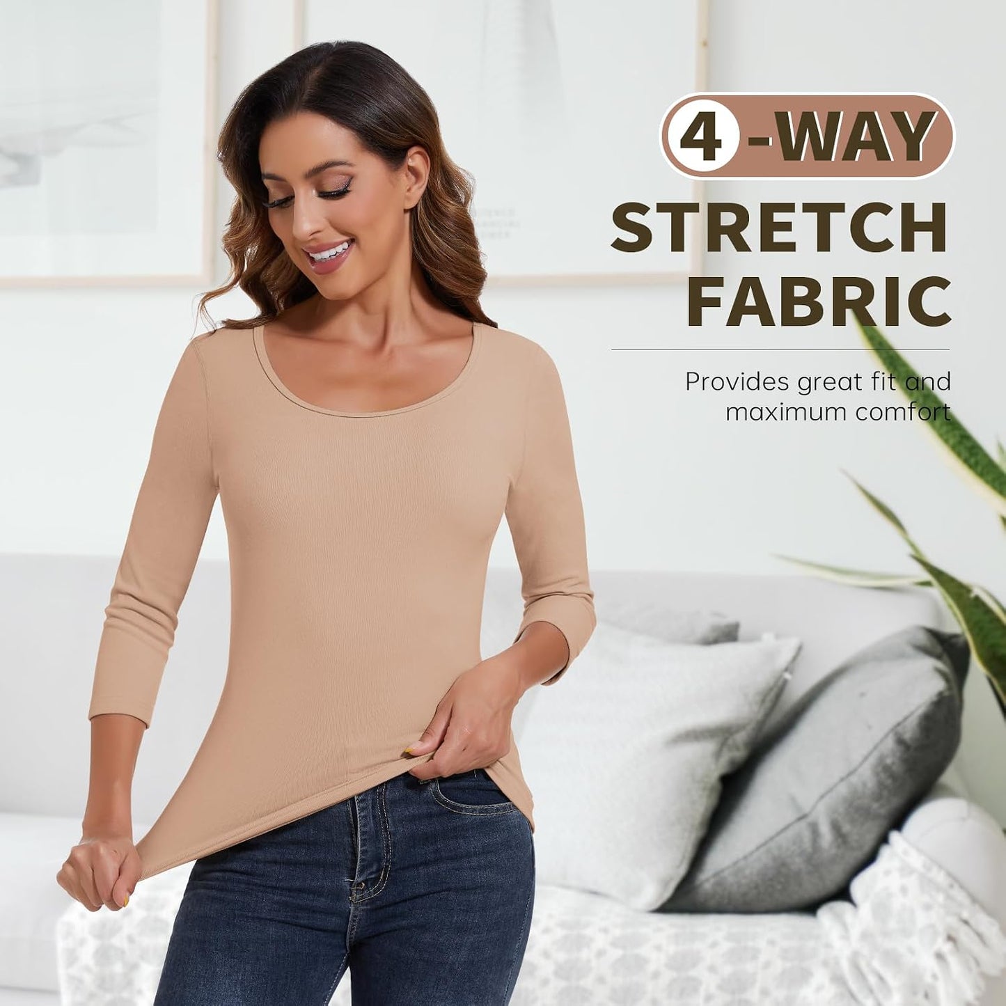Camiseta térmica mujer interior suave para invierno