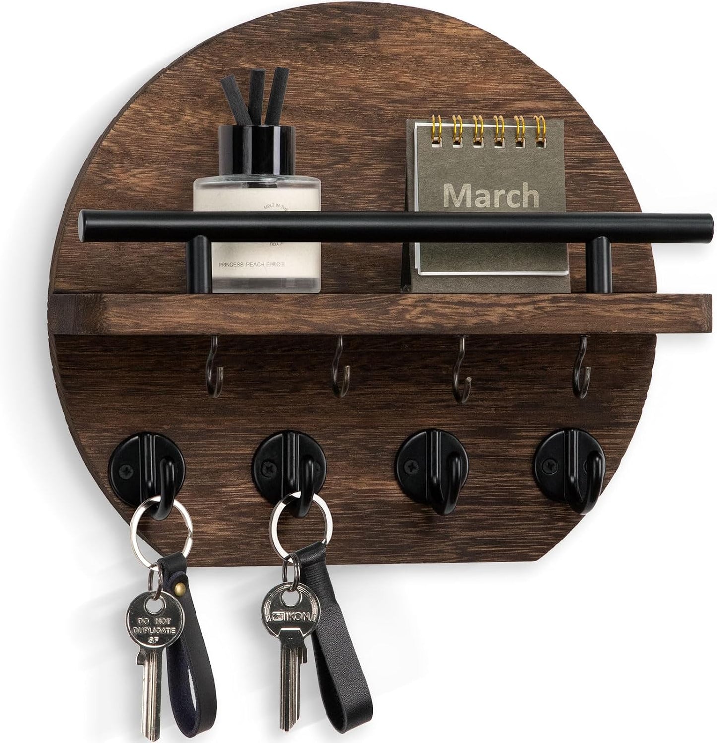 Portallaves madera 9.8" con 8 ganchos marrón