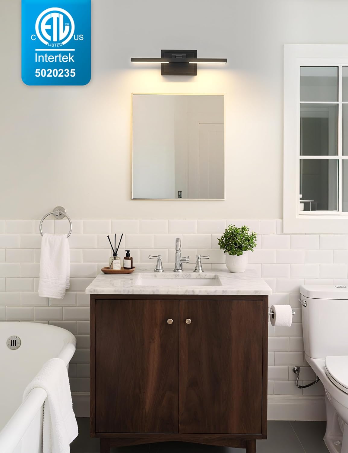 Lámpara baño LED negras sobre espejo 15.7pulg regulable ETL