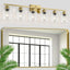 Lámpara baño oro cepillado 6 luces 38" vidrio transparente