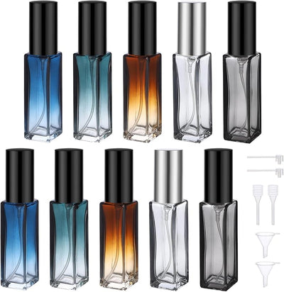 Botellas perfume viaje 10ml recargables vidrio con rociador 5pzas