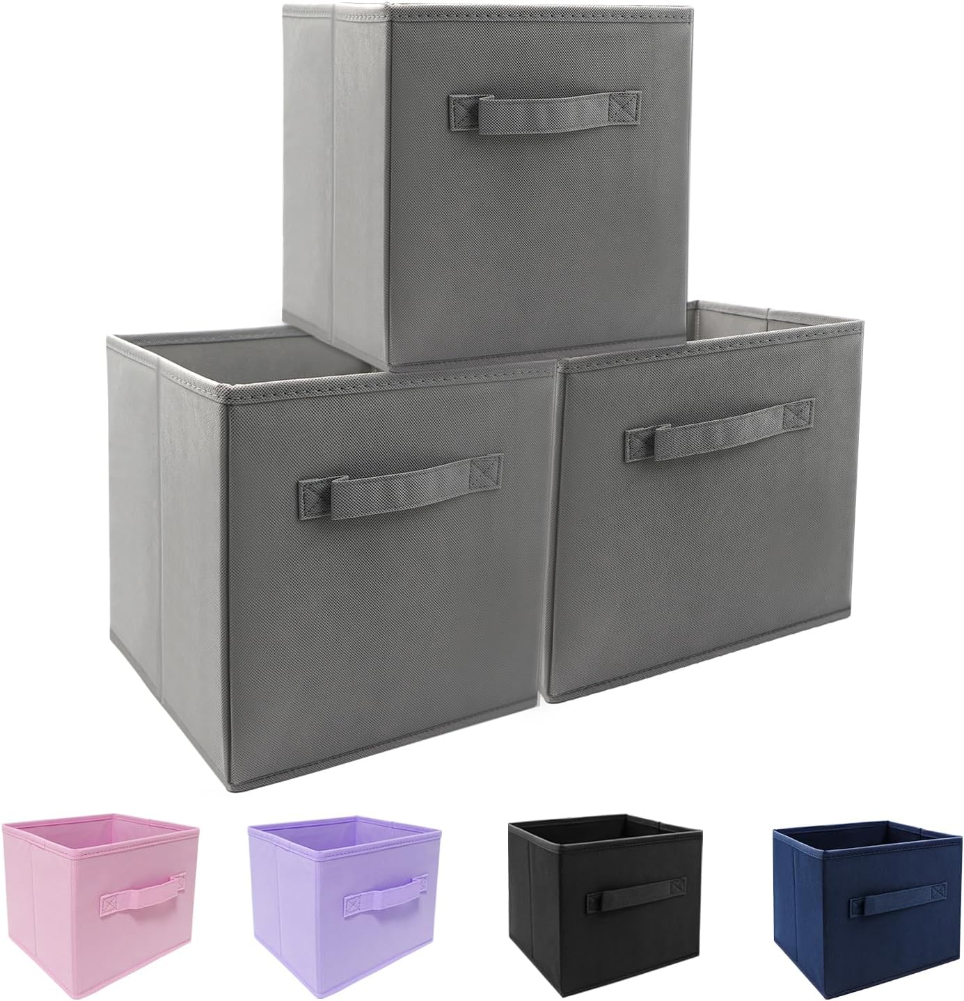 3 Pzas Cubos Almacenamiento Mini 9x7.5" Plegable Gris