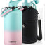 Botella agua aislada acero inox 128oz con pajilla y correa
