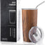 Vaso acero inox 20oz con tapa pajita térmico grano madera