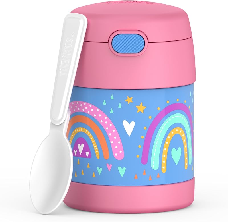 Tarro alimentos aislado 10oz con cuchara plegable
