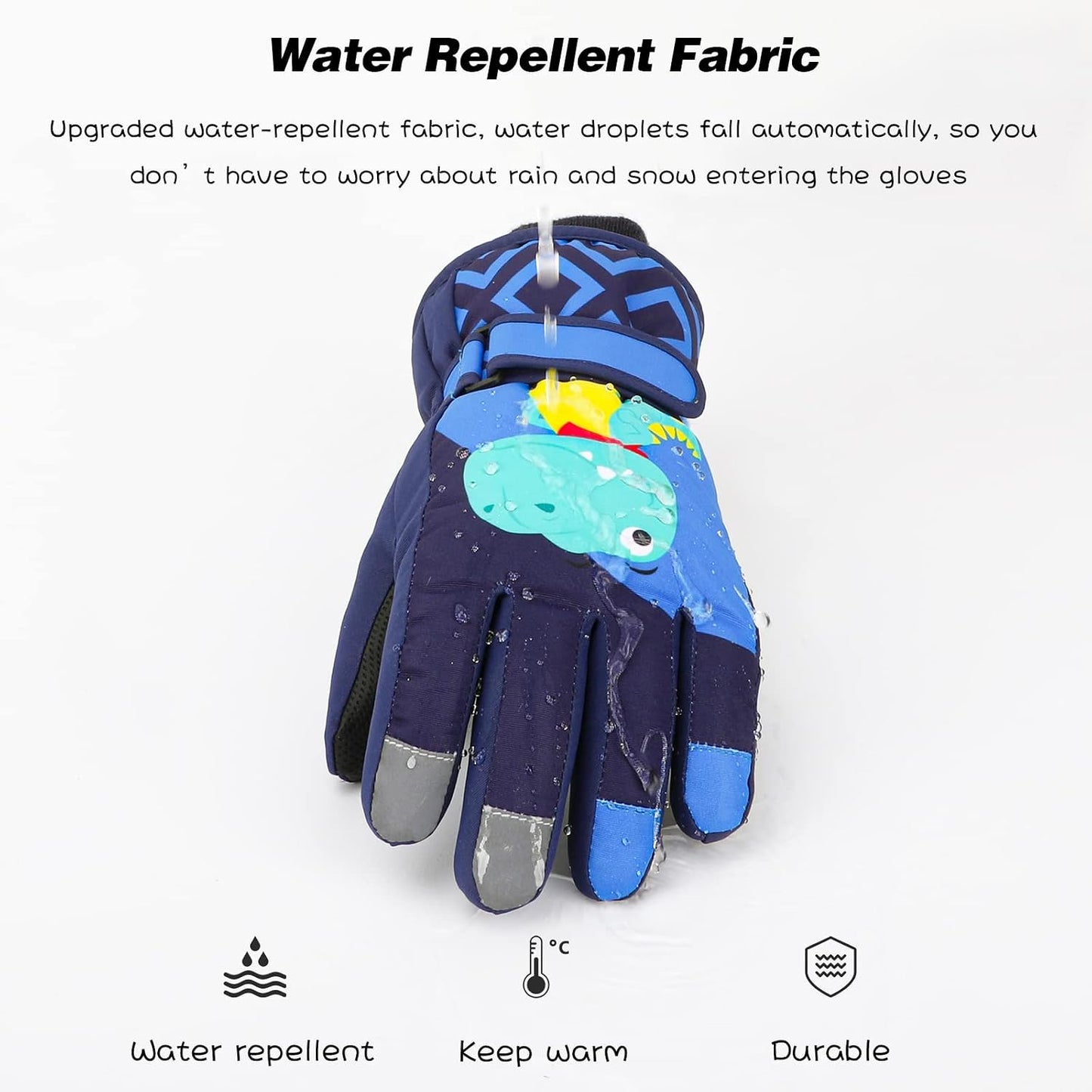 Guantes esquí niños impermeables cálidos con forro polar