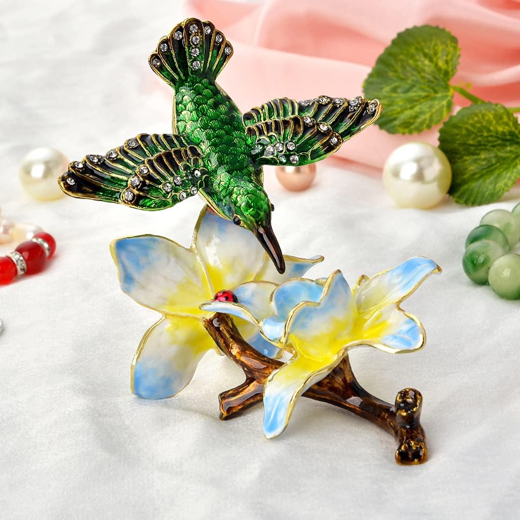 Figura colibrí decoración hogar esmaltada regalo aves